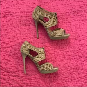 Burberry Tan Mesh High Heel Sandals, US8